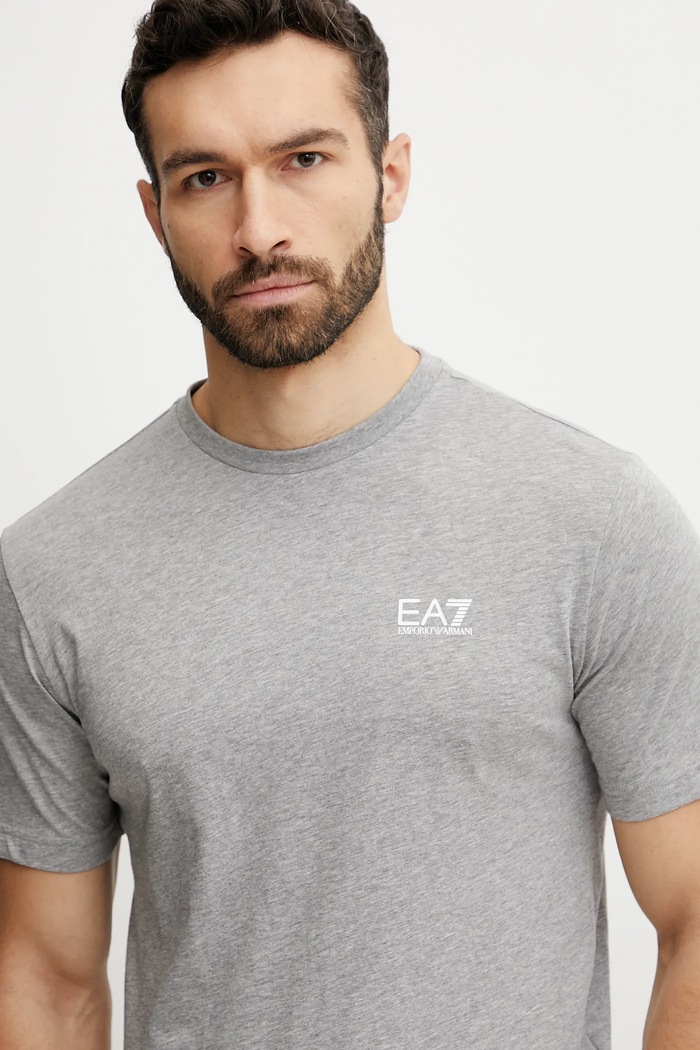Bombažna kratka majica EA7 Emporio Armani siva AF10375.7M000567