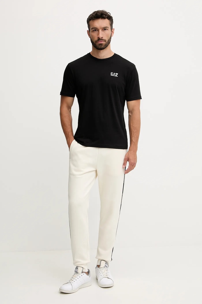 Bombažna kratka majica EA7 Emporio Armani AF10375.7M000567 črna SS26