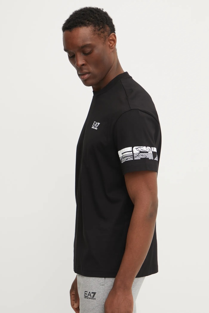 Bavlněné tričko EA7 Emporio Armani černá AF12874.7M000302