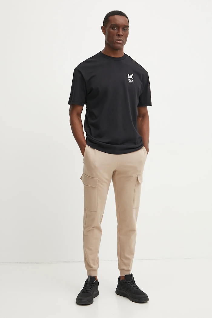 Bavlněné tričko EA7 Emporio Armani AF13244.7M000118 černá SS25