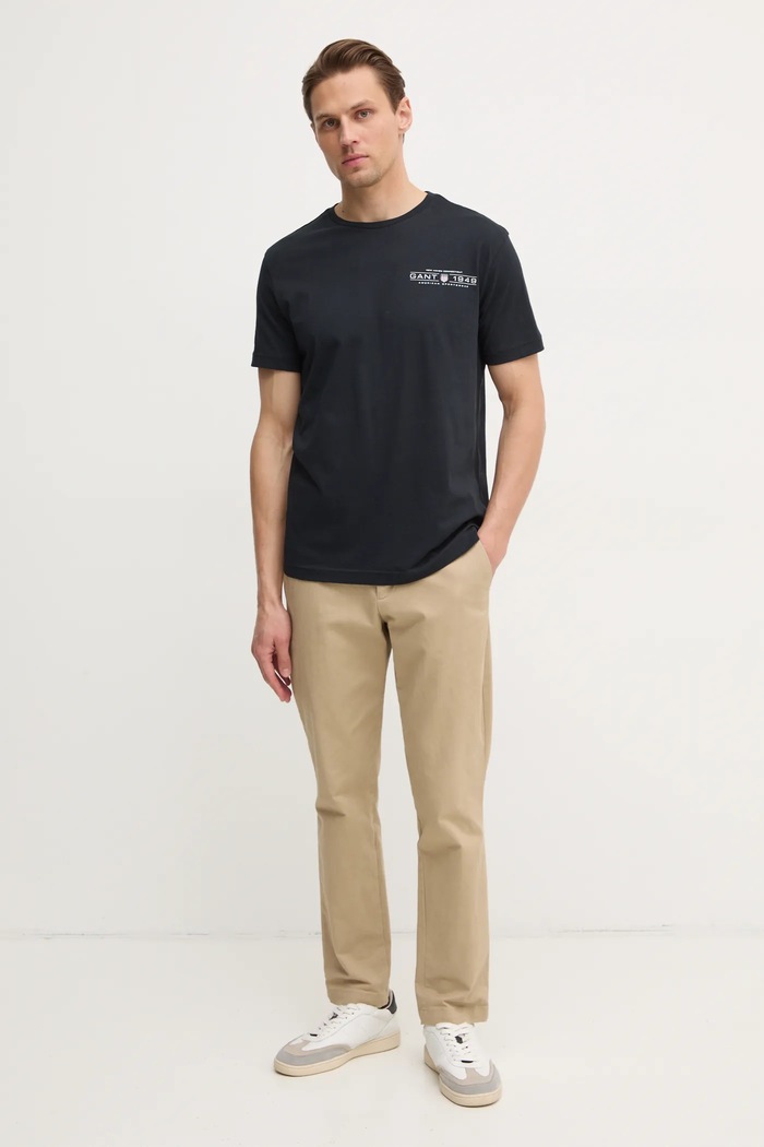 Gant t-shirt bawełniany 2044017 czarny SS25