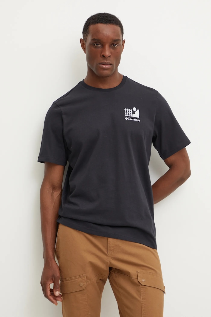 Clothing Columbia cotton t-shirt Explorers Canyon 2036451. black
