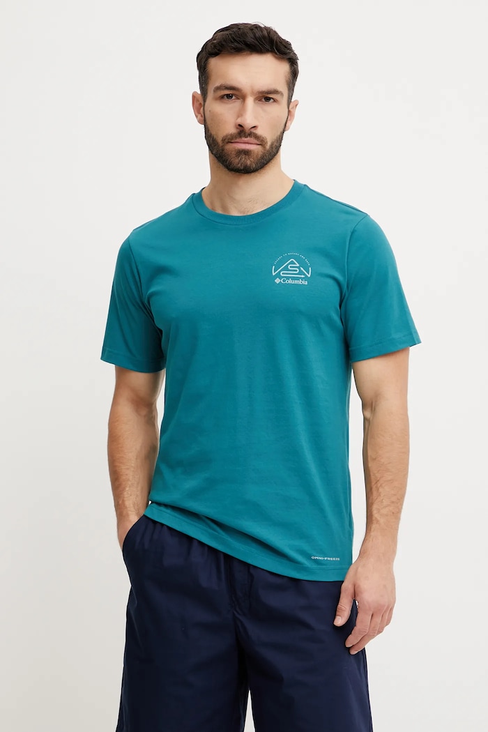 Columbia t-shirt sportowy Tunnel Valley regular turkusowy 2119563