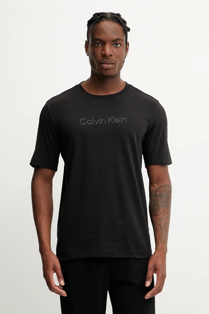 Μπλουζάκι Calvin Klein Performance απλικέ μαύρο LVGMS5K182