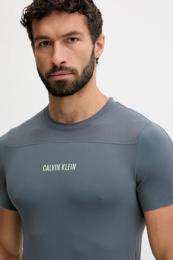 Tréningové tričko Calvin Klein Performance sivá LVGMS5K188
