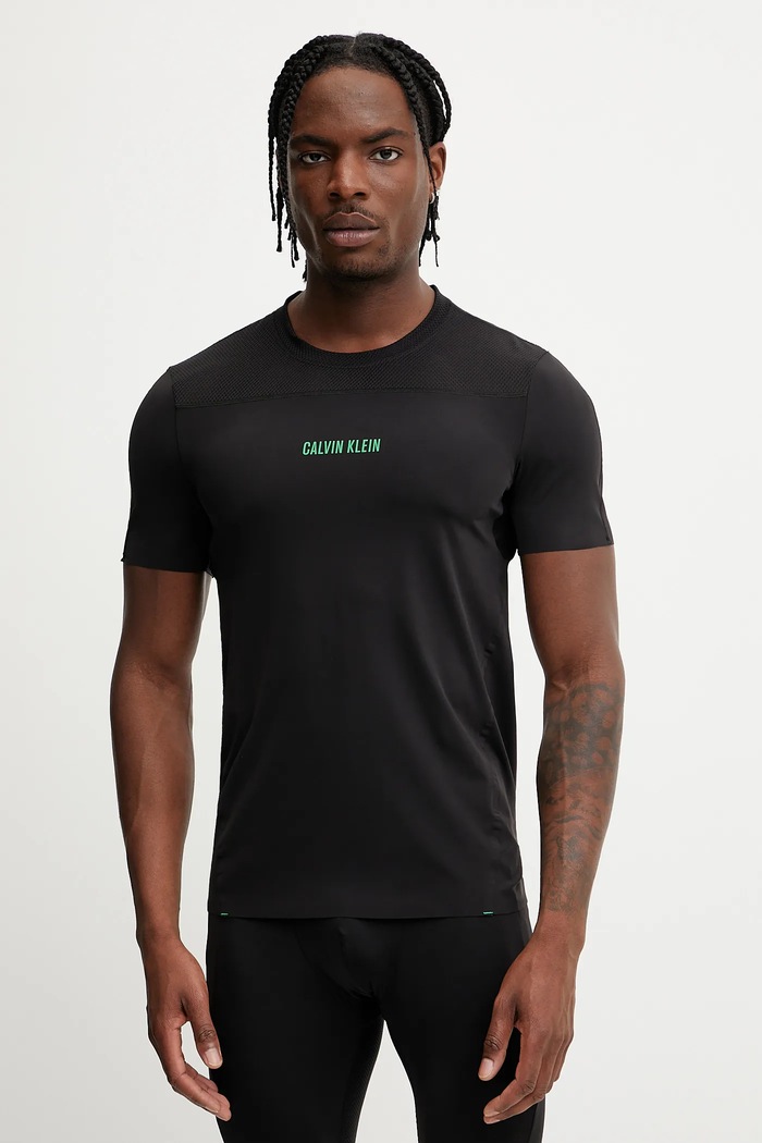 Тениска за трениране Calvin Klein Performance вталена черен LVGMS5K188