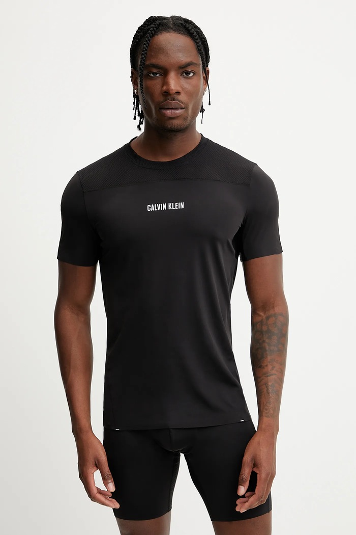 Μπλουζάκι προπόνησης Calvin Klein Performance με ελαστάν μαύρο LVGMS5K188