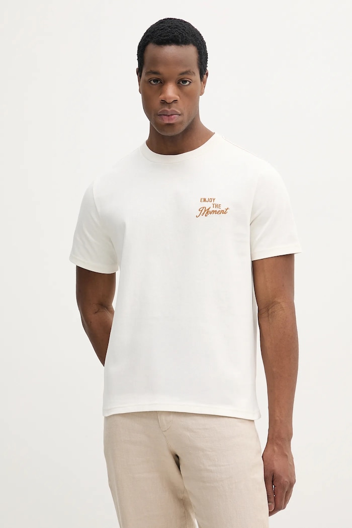 United Colors of Benetton tricou din bumbac imprimeu bej 34BNU10AP