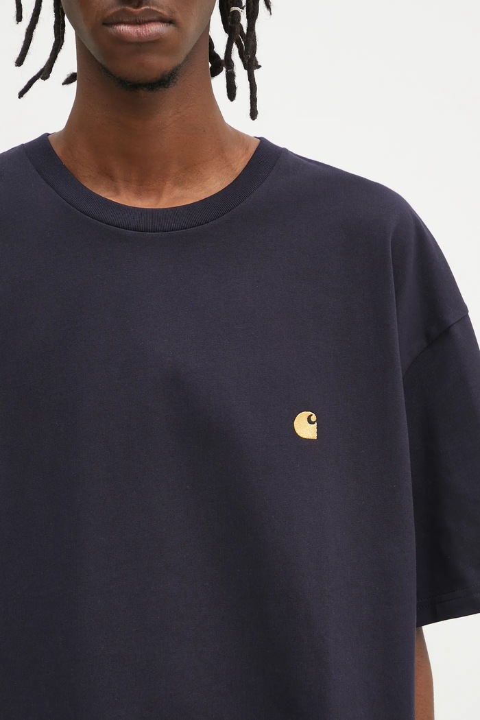 Bavlněné tričko Carhartt WIP Chase námořnická modř I026391.00HXX