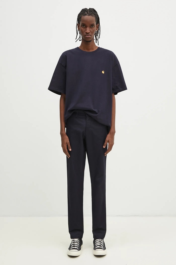 Bavlněné tričko Carhartt WIP Chase I026391.00HXX námořnická modř