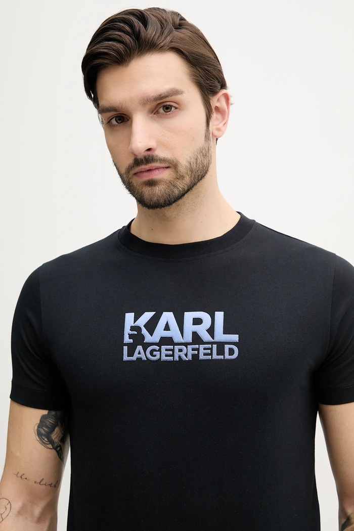 Памучна тениска Karl Lagerfeld тъмносин 552241.755064