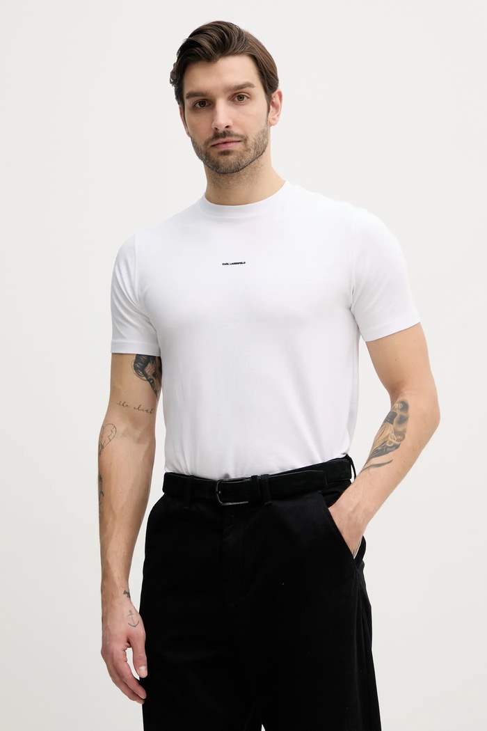 Karl Lagerfeld t-shirt z elastanem biały 552235.755030