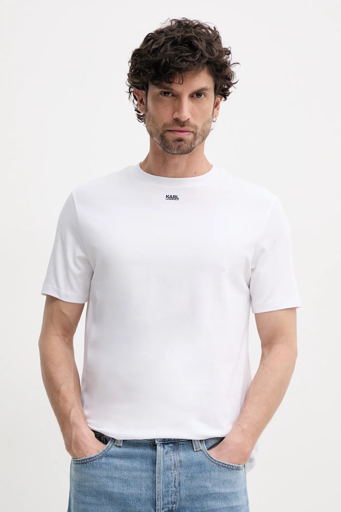 Karl Lagerfeld t-shirt z elastanem biały 552235.755058