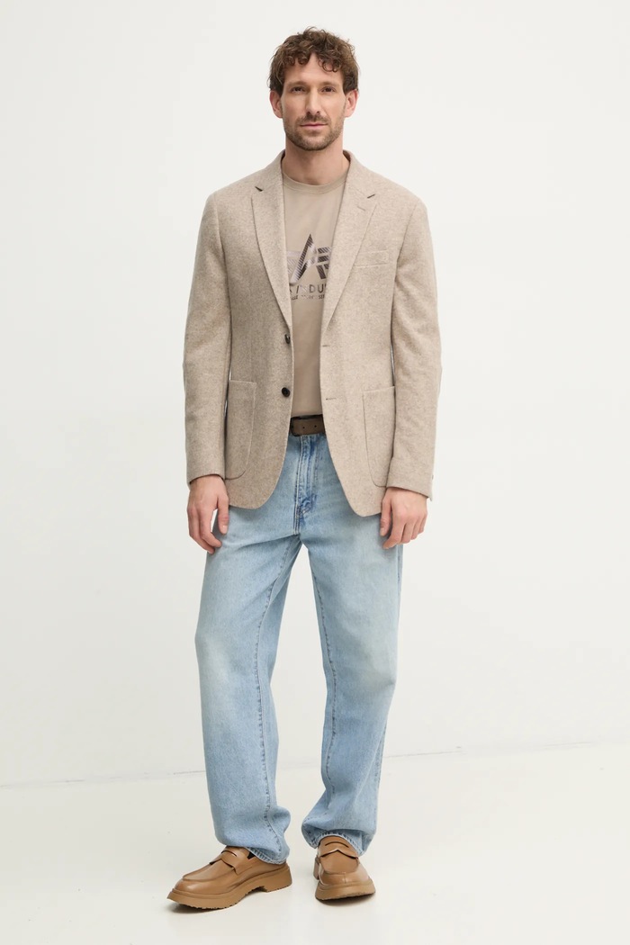 Alpha Industries T-shirt bawełniany 100501CB beżowy AW25