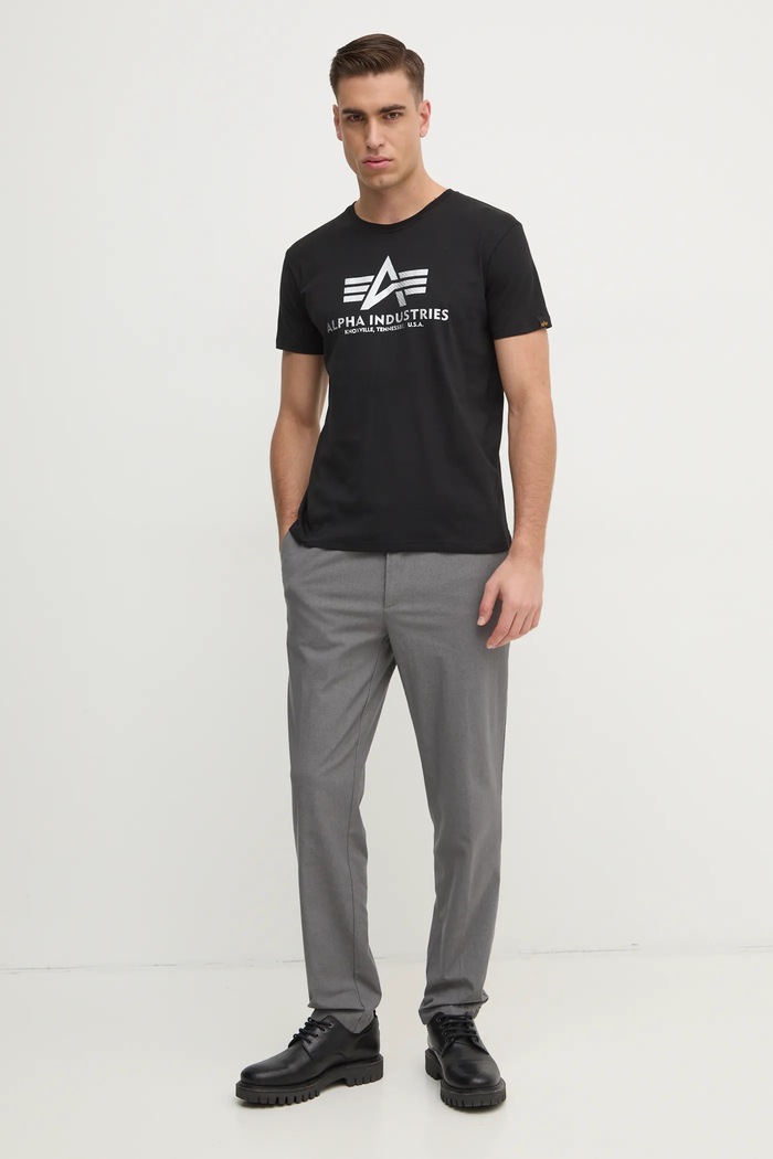 Alpha Industries pamut póló 100501CB fekete SS25