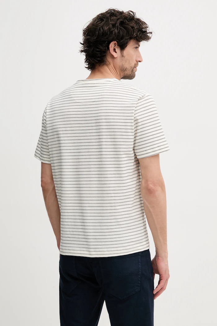 Odzież Pepe Jeans t-shirt z domieszką lnu WEST STRIPED PURNEY TEE PM509761 beżowy