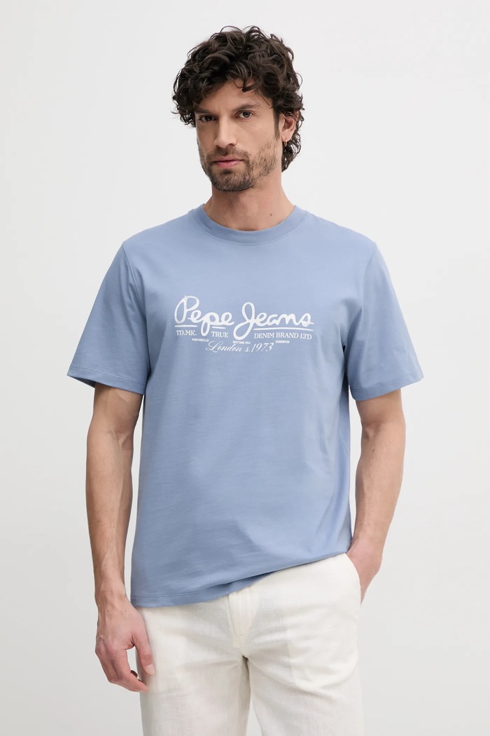 Pepe Jeans tricou din bumbac DUMAS TEE print albastru PM509769