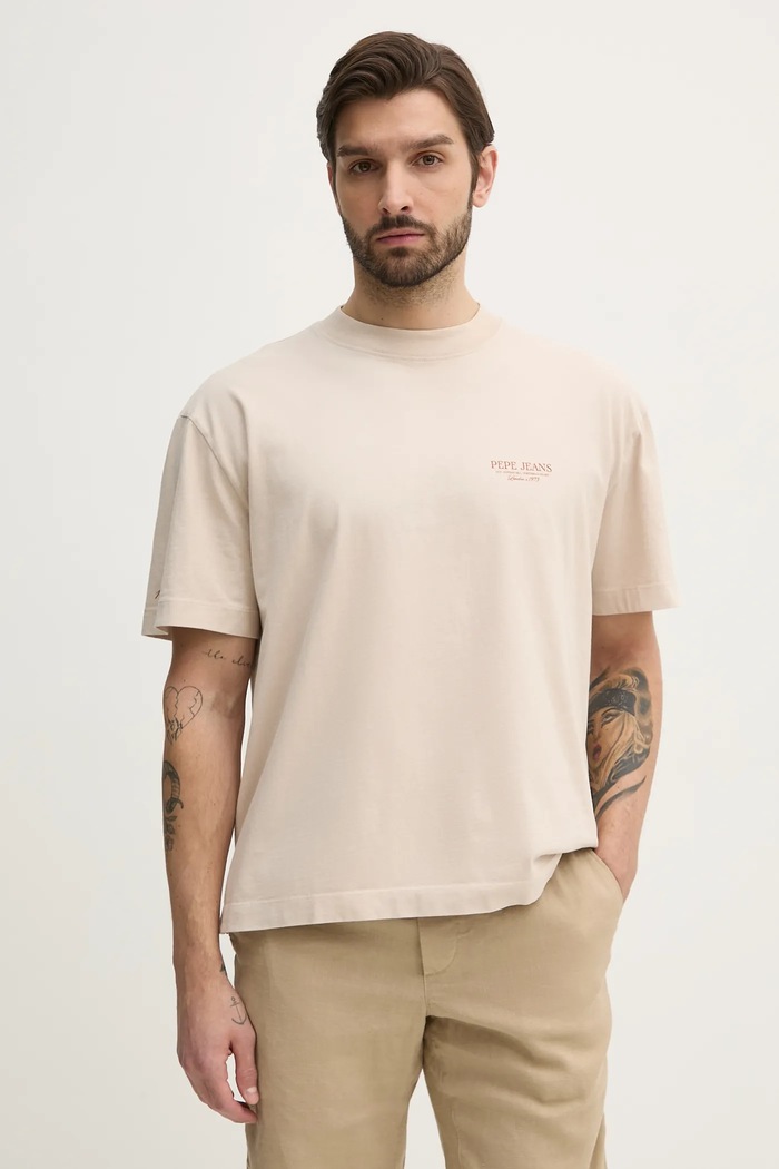 Oblečenie Bavlnené tričko Pepe Jeans DUSTER TEE PM509773 béžová