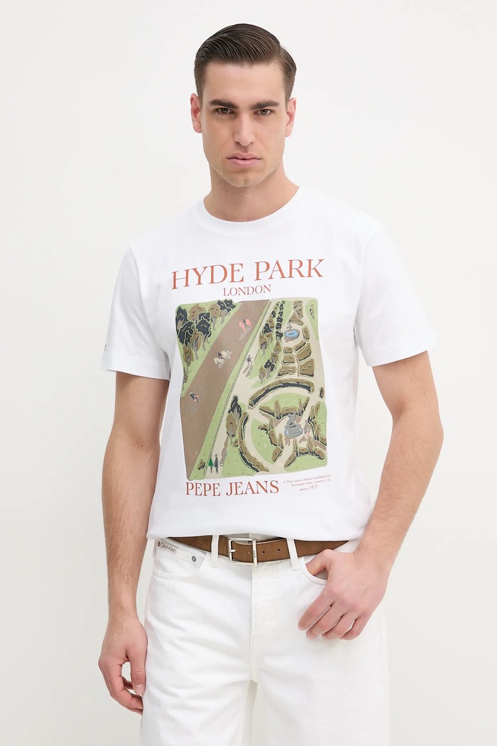 Tričko Pepe Jeans DUSTER FRONT TEE potlač biela PM509778