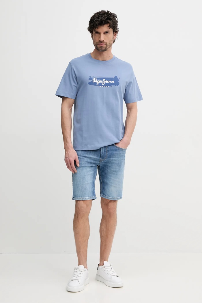 Pepe Jeans t-shirt bawełniany PICTHON PM509782 niebieski SS25