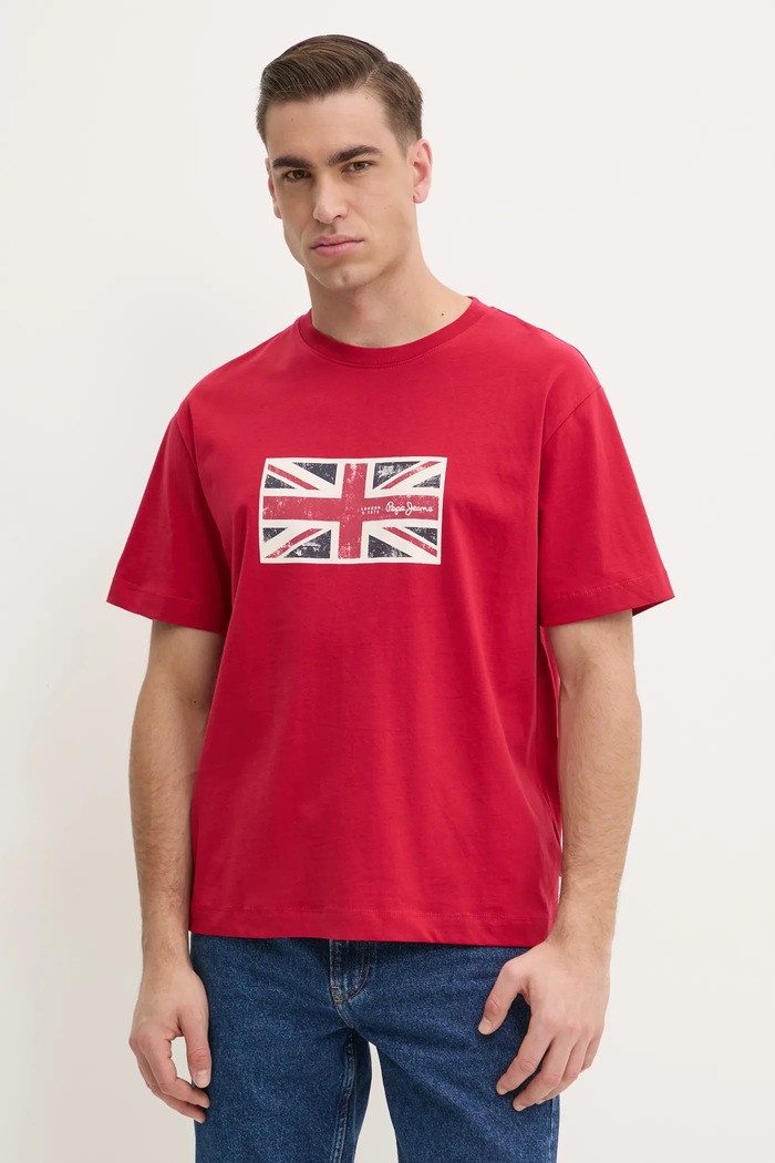 Bavlnené tričko Pepe Jeans UNION TEE potlač červená PM509790