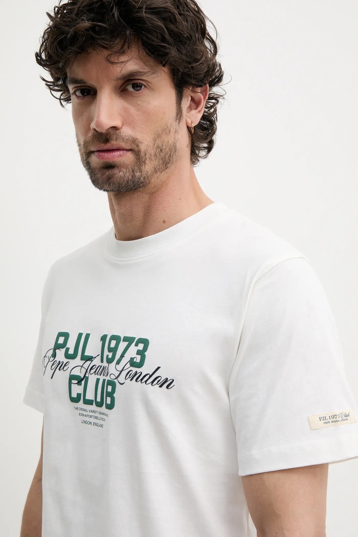 Pepe Jeans tricou din bumbac TALBOT alb PM509791