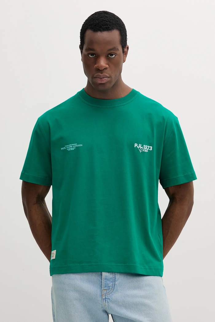 Pepe Jeans t-shirt bawełniany COLVILLE nadruk zielony PM509793