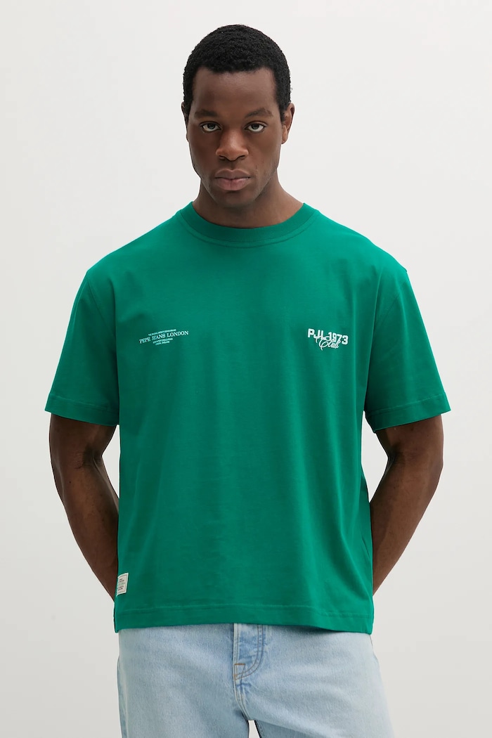 Pepe Jeans t-shirt bawełniany COLVILLE nadruk zielony PM509793