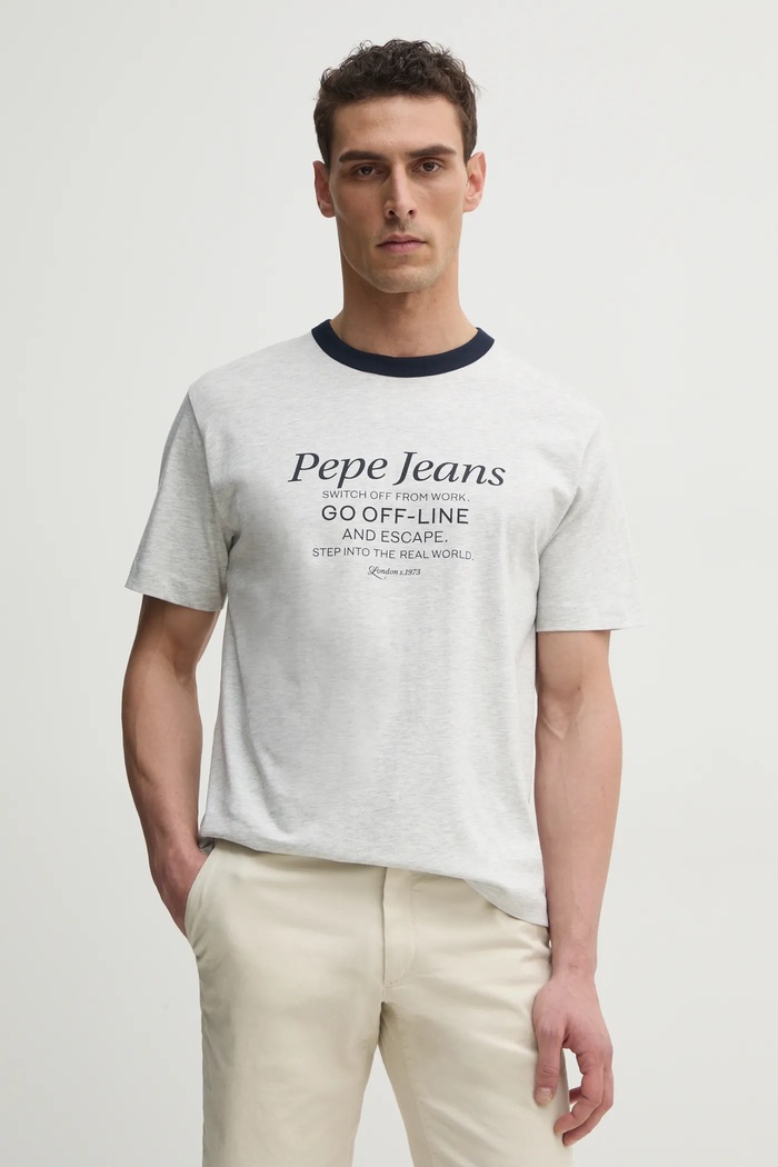 Majica kratkih rukava Pepe Jeans PETERSON Planet friendly siva PM509801