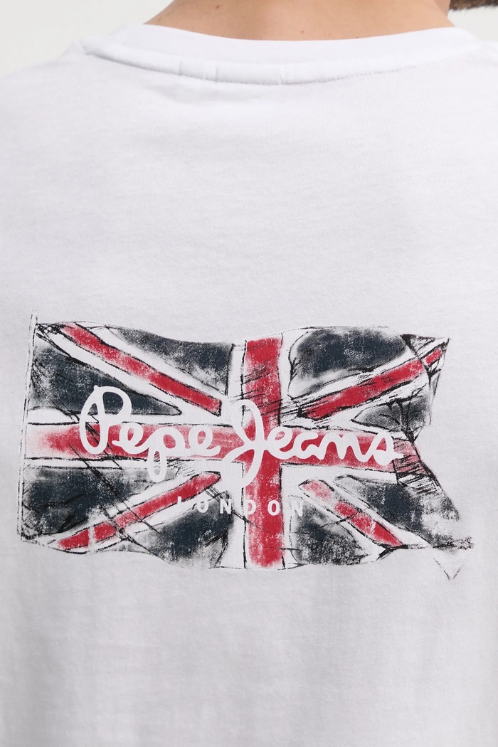 Bavlnené tričko Pepe Jeans BACK CLAG PM509921 biela