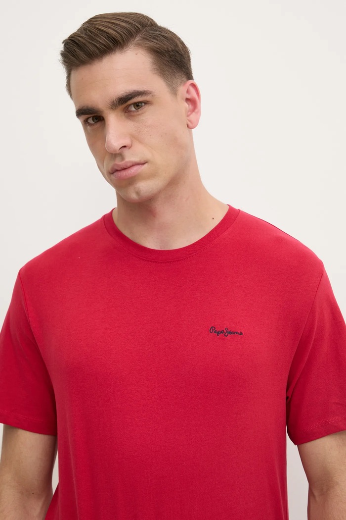 Bavlnené tričko Pepe Jeans CONTRAST CONNOR jednofarebný červená PM509933