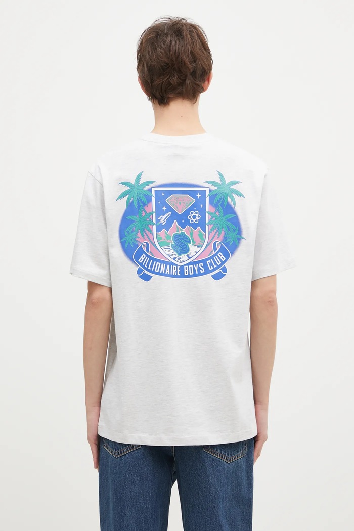 Ρούχα Βαμβακερό μπλουζάκι Billionaire Boys Club Tropical Crest B24461 γκρί
