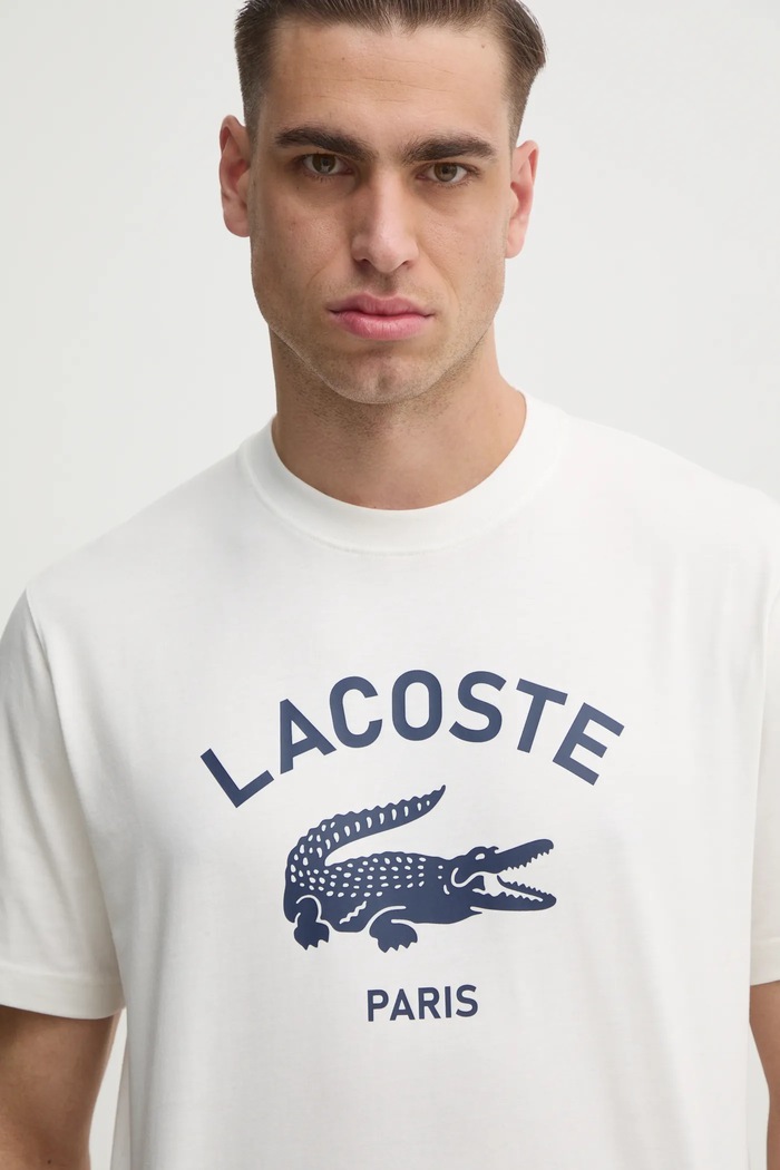 Lacoste t-shirt ανδρικό βαμβακερό λευκό TH2733