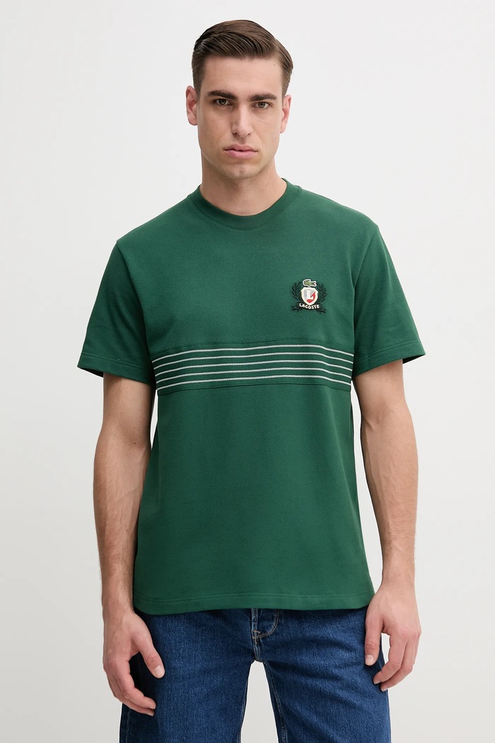Βαμβακερό μπλουζάκι Lacoste βαμβάκι πράσινο TH0025