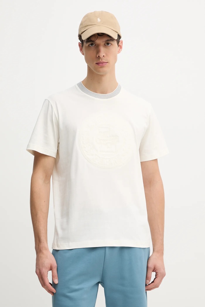 Lacoste tricou din bumbac imprimeu bej TH0124