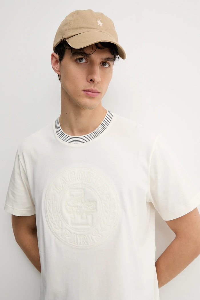 Lacoste tricou din bumbac bej TH0124