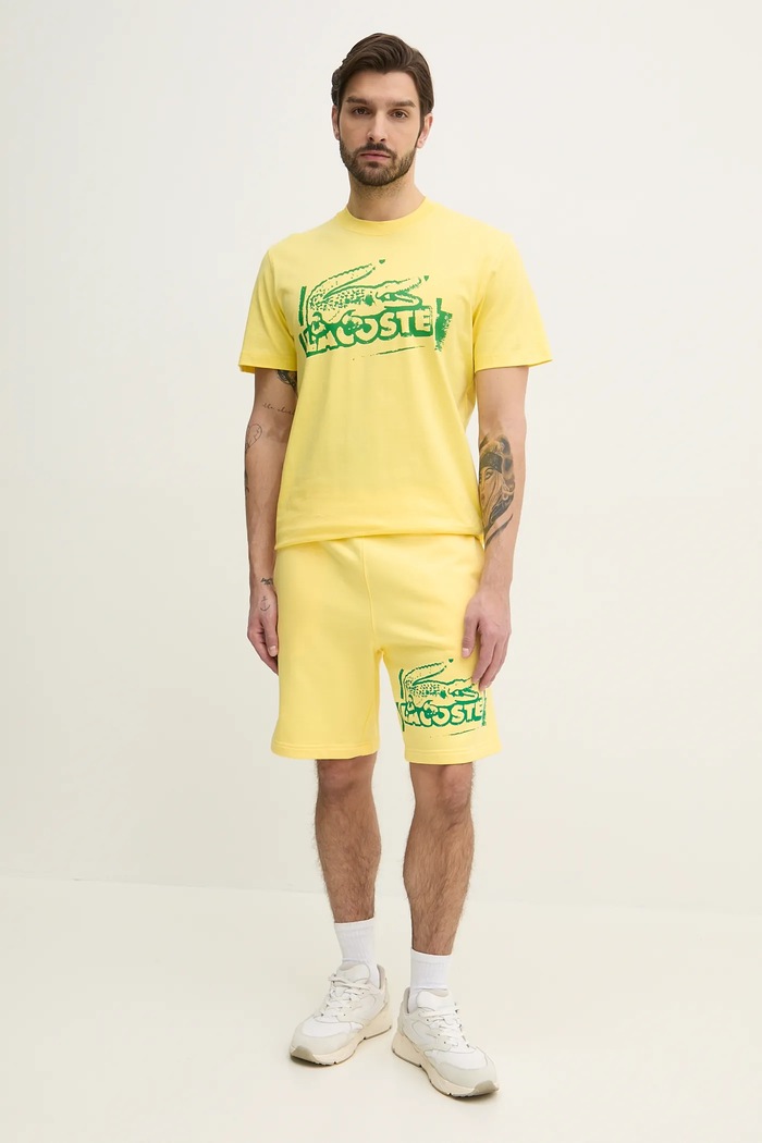 Lacoste t-shirt bawełniany TH0284 żółty SS25