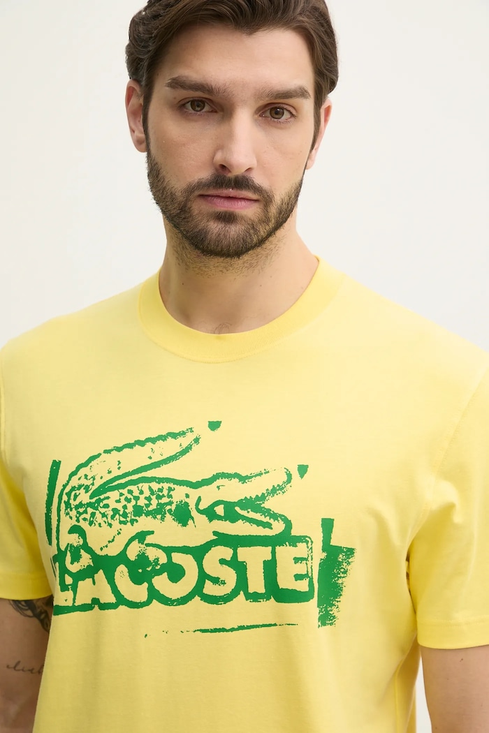 Lacoste t-shirt bawełniany żółty TH0284