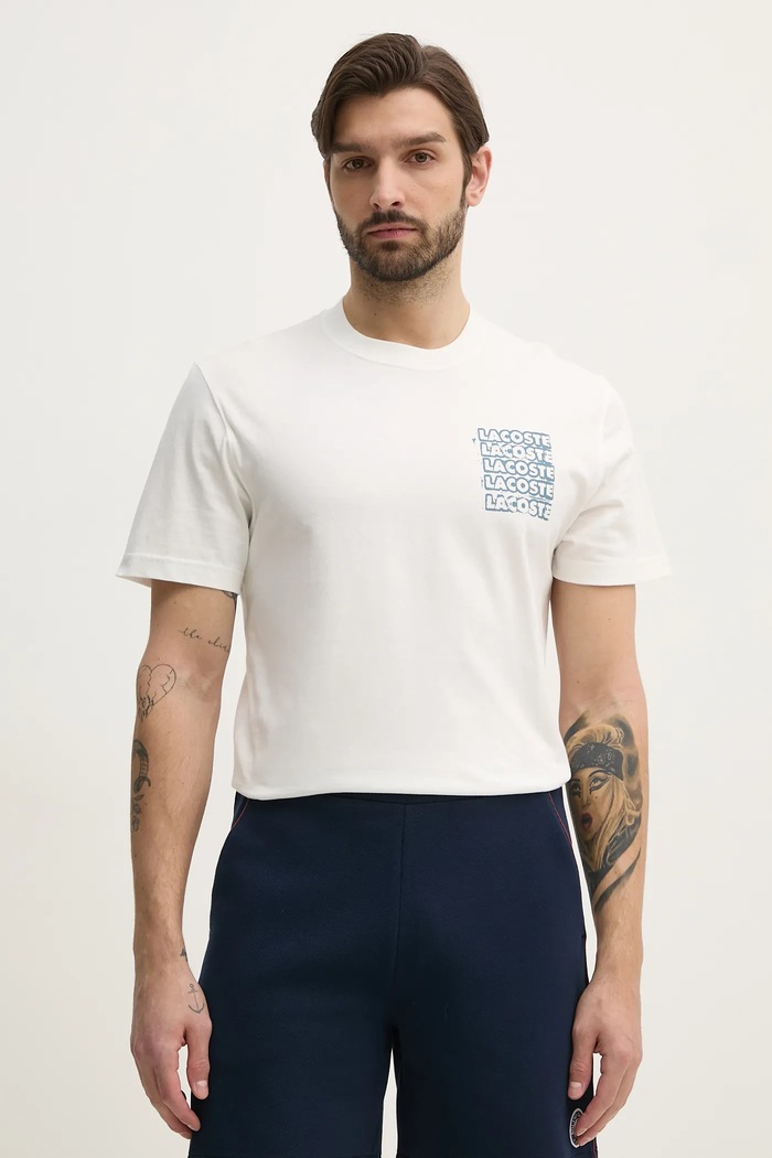 Бавовняна футболка Lacoste бавовна білий TH0288