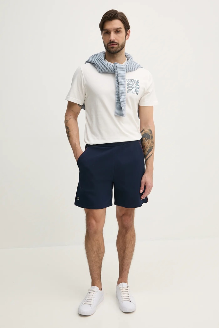 Бавовняна футболка Lacoste TH0288 білий SS25