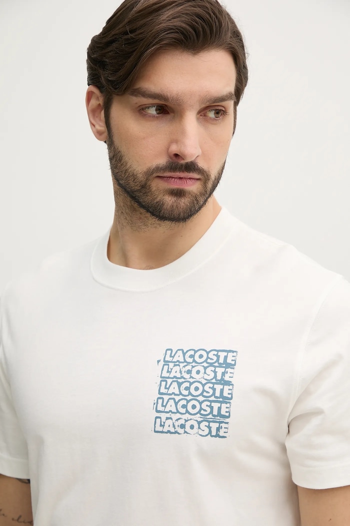 Бавовняна футболка Lacoste білий TH0288