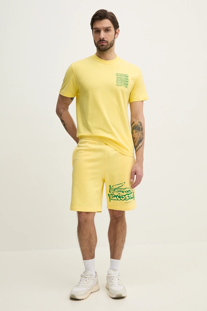 Bavlnené tričko Lacoste TH0288 žltá SS25