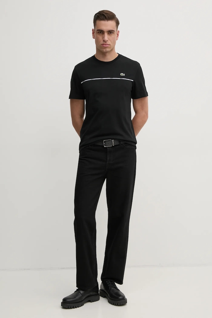 Bavlněné tričko Lacoste TH9842 černá SS25