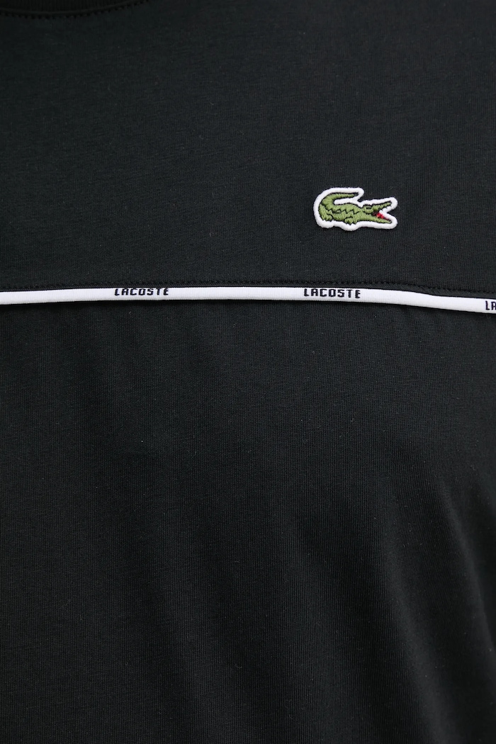 Bavlněné tričko Lacoste TH9842 černá