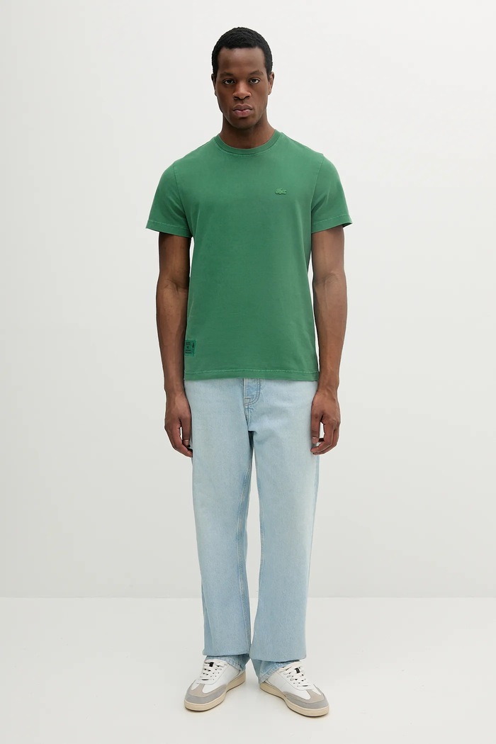 Lacoste Памучна тениска Lacoste TH9894 зелен SS25