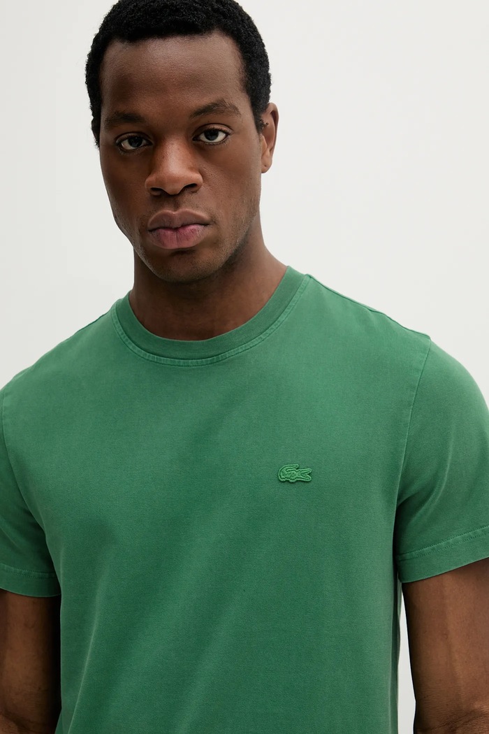 Памучна тениска Lacoste Lacoste TH9894 зелен