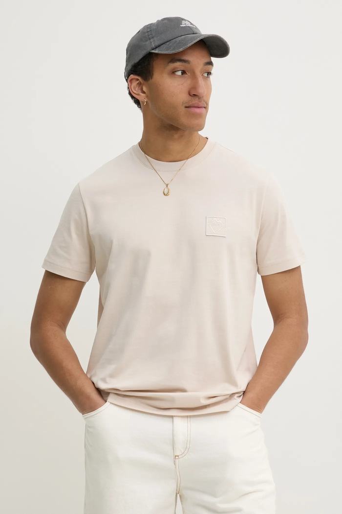 Iceberg t-shirt bawełniany bawełna beżowy F04E.6327