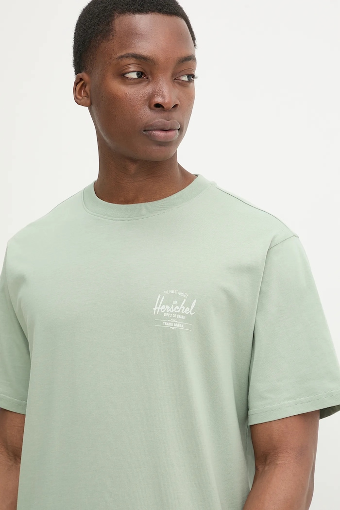 Herschel t-shirt bawełniany zielony 50279.01898