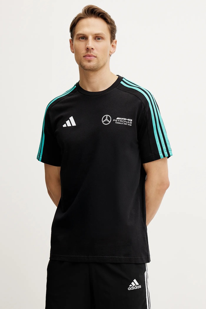 adidas t-shirt bawełniany x Mercedes regular czarny JV5425