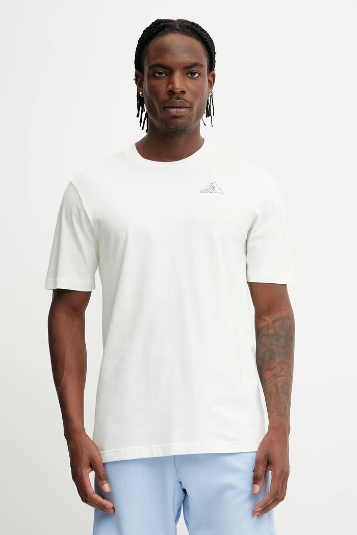 adidas t-shirt bawełniany 0 nadruk beżowy JI6756